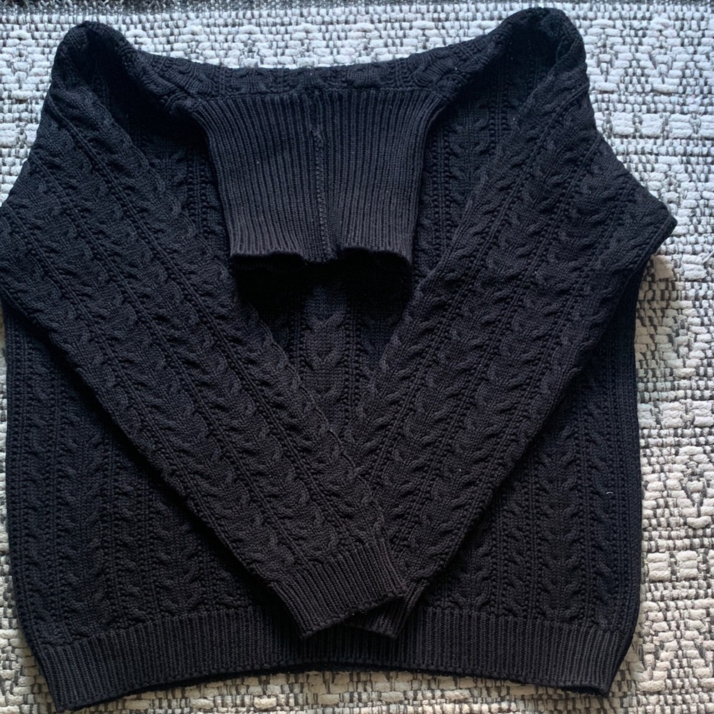 Black Cable Knit Women's Vintage Cotton Sweater